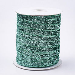 Vert Mer Moyen Ruban scintillant scintillant, ruban de polyester et nylon, vert de mer moyen, 3/8 pouce (9.5~10 mm), environ 50 yards / rouleau (45.72 m / rouleau)