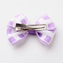 Mixed Color Iron Alligator Hair Clips, with Handmade Woven Bowknot, Platinum, Mixed Color, 56x45x12mm