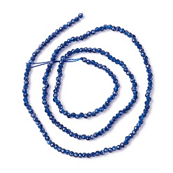 Bleu Nuit Chapelets de perles en verre transparentes  , facette, ronde, bleu minuit, 2mm, Trou: 0.6mm, Environ 182~201 pcs/chapelet, 14.57~15.24 pouce ((37~38.7 cm)