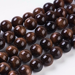 Tiger Eye Natural Red Tiger Eye Beads Strands, Round, Dyed & Heated, 8mm, Hole: 1mm about 24pcs/strand, 8 inch