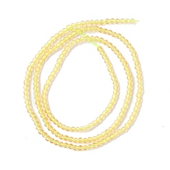 Kaki Clair Chapelets de perles en verre transparentes  , facette, ronde, kaki clair, 2mm, Trou: 0.6mm, Environ 182~201 pcs/chapelet, 14.57~15.24 pouce ((37~38.7 cm)