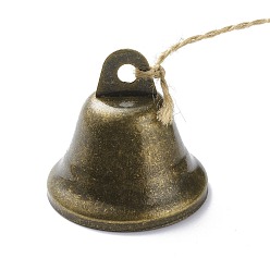 Antique Bronze Iron Bell Wind Chimes, Witch Bells for Door Knob, Pet Training Bells, with Jute Cord, Antique Bronze, 270mm