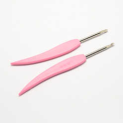 Pink Plastic Handle Zinc Alloy Crochet Hooks Needles, Pink, Pin: 2.5mm, 143x16x5.5mm