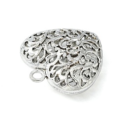 Antique Silver Alloy Pendants, Lead Free and Cadmium Free, Heart, Antique Silver, 35mm long, 34.5mm wide, 11mm thick, hole: 3.5mm
