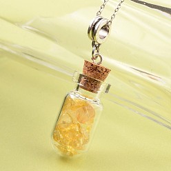 Mixed Color Cute Design Glass Wishing Bottle Antique Silver Tone Alloy Gemstone Pendants, with Wooden Bungs, Mixed Color, 47x34.5mm, Hole: 4.5mm