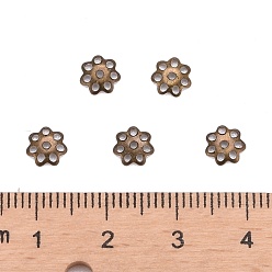 Antique Bronze Iron Bead Caps, Cadmium Free & Lead Free, Flower, Multi-Petal, Antique Bronze, 6x1mm, Hole: 1mm