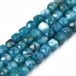 Bleu Cadet Perles naturelles de quartz brins, teint, facette, cube, bleu cadet, 5.5x6x6mm, Trou: 1mm, Environ 61~62 pcs/chapelet, 12.99 pouces~13.19 pouces (33cm~33.5cm)