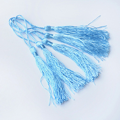 Cornflower Blue Polyester Tassel Decorations, Pendant Decorations, Cornflower Blue, 130x6mm, Tassel: 70~90mm