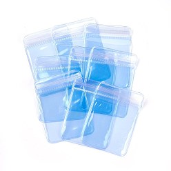 Light Blue Rectangle PVC Zip Lock Bags, Resealable Packaging Bags, Self Seal Bag, Light Blue, 6x4cm, Unilateral Thickness: 4.5 Mil(0.115mm)