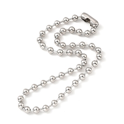 Stainless Steel Color 304 Stainless Steel Ball Chain Necklace & Bracelet Set, Jewelry Set with Ball Chain Connecter Clasp for Women, Stainless Steel Color, 8-7/8 inch(22.4~57cm), Beads: 8mm