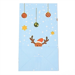 Deer Christmas Theme Kraft Paper Bags, Gift Bags, Snacks Bags, Rectangle, Reindeer Pattern, 23.2x13x8cm