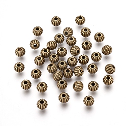 Bronze Antique Perles en alliage de style tibétain, sans plomb et sans cadmium, ronde, couleur de bronze antique, environ 7 mm de diamètre, Trou: 1mm