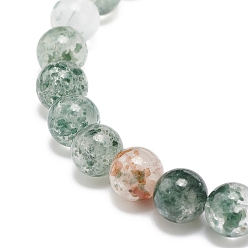 Quartz Lodolite Bracelet extensible à perles rondes en quartz lodolite naturel / quartz de jardin, bijoux en pierres précieuses pour femmes, perles: 6 mm, diamètre intérieur: 2-1/8 pouce (5.4 cm)