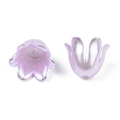 Plum Spray Paint ABS Plastic Imitation Pearl Beads, Flower, Plum, 10x11x8.5mm, Hole: 1.4mm