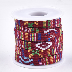 Colorful Cotton Cords, Ethnic Cord, Flat, Colorful, 9.5~10x1.5~2.5mm, about 5.46 yards(5m)/roll