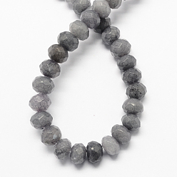 Gray Natural Jade Bead Strands, Dyed, Faceted, Abacus Beads, Rondelle, Gray, 4~5x3mm, Hole: 0.5mm, about 116-120pcs/strand, 13.58 inch~13.78 inch(34.5~35cm)