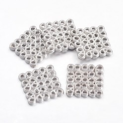 Platine Liens en filigrane de style tibétain, sans plomb et sans cadmium, carrée, couleur platine, taille: environ 15 mm de long,  largeur de 15 mm, épaisseur de 1.5mm, Trou: 1.5mm, 670 pcs / 1000 g