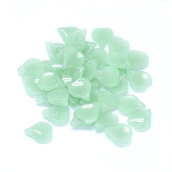Aigue-Marine Moyen Imitation charmes de verre de jade, pétale en forme de coeur, aigue-marine moyenne, 15x12x4.5mm, Trou: 1mm