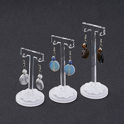 Clear T Bar Earring Displays, Acrylic, Clear, 10.4x3.9cm, 9.05x3.9mm and 7.4x3.9cm, 3pcs/set