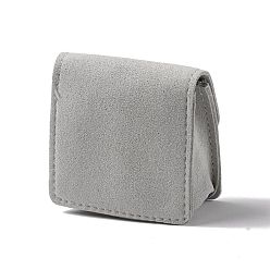 Silver Rectangle Velvet Pouches, with Iron Clasp, Jewelry Storage Bags, for Rings & Necklaces & Bracelet Holders, Silver, 6.2x6x1.1cm