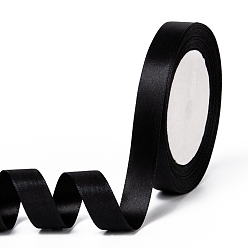 Noir Ruban de satin à face unique, Ruban polyester, noir, taille: environ 5/8 pouce (16 mm) de large, 25yards / roll (22.86m / roll), 250yards / groupe (228.6m / groupe), 10 rouleaux / groupe