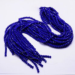 Mixed Color Imitation Jade Glass Bead Strands, Faceted, Rondelle, Mixed Color, 10x8mm, Hole: 1mm, about 66pcs/strand, 21.2 inch