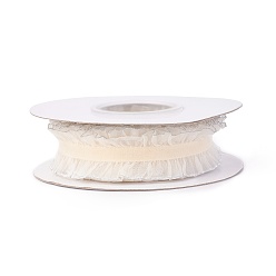 White Polyester Organza Ribbon, Pleated Ribbon, Ruffle Ribbon, White, 1 inch(25mm), about 50yards/roll(45.72m/roll)