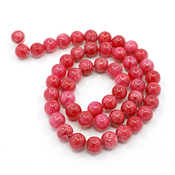 Red Natural Persian Jade Beads Strands, Dyed, Round, Red, 6mm, Hole: 1mm, about 62pcs/strand, 16 inch