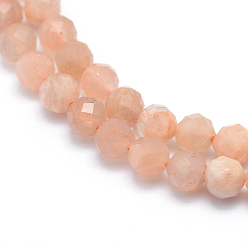 Sunstone Natural Sunstone Beads Strands, Faceted, Round, 3mm, Hole: 0.5mm, about 113pcs/strand, 15.35 inch(39cm)