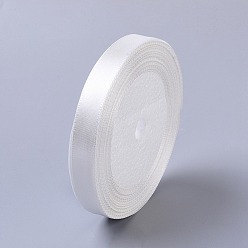 White Single Face Satin Ribbon, Polyester Ribbon, White, 1/2 inch(12mm), about 25yards/roll(22.86m/roll), 250yards/group(228.6m/group), 10rolls/group