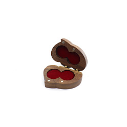 Red Wooden Couple Rings Boxes, Velvet Inside, with Magnetic Clasps, for Wedding, Jewelry Storage Case, Red, 5x7cm