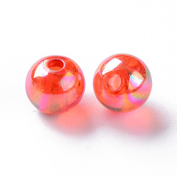 Mixed Color Transparent Acrylic Beads, AB Color Plated, Round, Mixed Color, 8x7mm, Hole: 2mm, about 1745pcs/500g