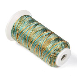 Dark Sea Green Segment Dyed Round Polyester Sewing Thread, for Hand & Machine Sewing, Tassel Embroidery, Dark Sea Green, 12-Ply, 0.8mm, about 300m/roll