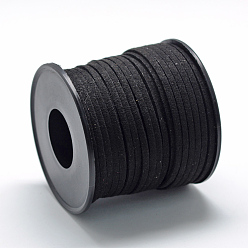 Black Faux Suede Cords, Faux Suede Lace, Black, 2.7x1.5mm, about 27.34 yards(25m)/roll