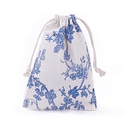 Bleu Acier Clair Sachets d'emballage de jute, sacs à cordonnet, bleu acier clair, 17.3~18.2x13~13.4 cm