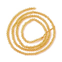 Verge D'or Chapelets de perles en verre transparentes  , facette, ronde, verge d'or, 2mm, Trou: 0.6mm, Environ 182~201 pcs/chapelet, 14.57~15.24 pouce ((37~38.7 cm)