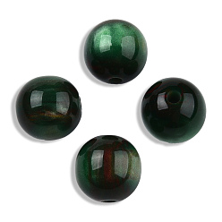 Dark Green Resin Beads, Imitation Gemstone, Round, Dark Green, 12mm, Hole: 1.6~1.8mm