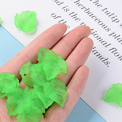 Green Autumn Theme Transparent Frosted Acrylic Pendants, Maple Leaf, Green, 24x22.5x3mm, Hole: 1mm, about 962pcs/500g