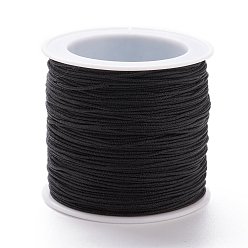 Black Braided Nylon Thread, DIY Material for Jewelry Making, Black, 1.5mm, 100yards/roll