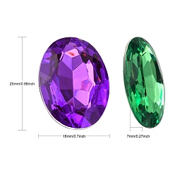 Mixed Color Imitation Taiwan Acrylic Rhinestone Cabochons, Pointed Back & Faceted, Oval, Mixed Color, 25x18x7mm