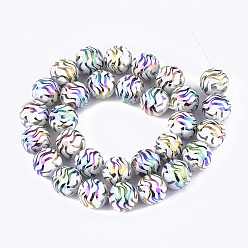 Colorful Electroplate Glass Beads Strands, Round, Colorful, 10x9.5mm, Hole: 1.2mm, about 30pcs/strand, 11.2 inch