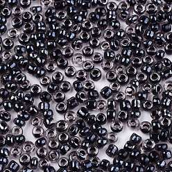 Черный 12/0 стакан бисер, прозрачный внутри цвета блеск, круглое отверстие, круглые, чёрные, 12/0, 2~2.5x1.5~2 мм, отверстия: 0.8 мм, около 30000 шт / мешок