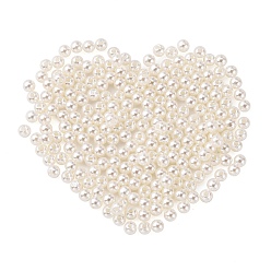 Ivoire Perles acryliques en nacre d'imitation , teint, ronde, blanc crème, 16x15.5mm, trou: 2 mm, environ 250 pièces / livre