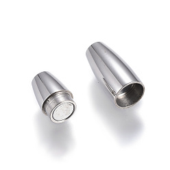 Stainless Steel Color 304 Stainless Steel Magnetic Clasps with Glue-in Ends, Barrel, Stainless Steel Color, 20.8x6.5mm, Hole: 3mm
