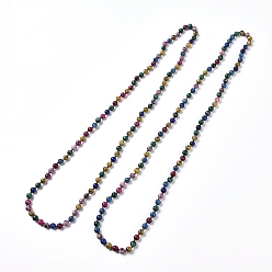 Sesame Jasper Dyed Natural Sesame Jasper/Kiwi Jasper Beaded Necklaces, with Nylon Cord, 35 inch(89cm)