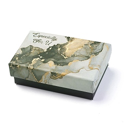 Gris Ardoise Boîtes à bijoux en carton, avec une éponge à l'intérieur, pour emballage cadeau bijoux, rectangle avec mot spécialement pour toi, gris ardoise, 7.9x5.1x2.65 cm