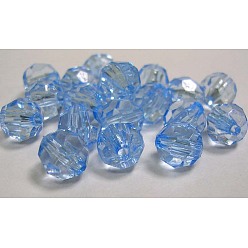 Bleu Perles acryliques transparentes, tour clair facetté, bleu, 6mm, trou: 1.5 mm, environ 4300 pcs / 500 g