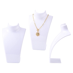 White Organic Glass Necklace & Earring Standing Bust Displays, White, 135x64x210mm