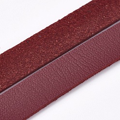 Dark Red Single-sided Flat Faux Suede Cord, Faux Suede Lace, Dark Red, 10x1.5mm, about 1.09 yards(1m)/strand