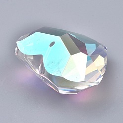 Cristal AB K 9 pendentifs en strass de verre, facette, cœur, cristal ab, 44x45.5x27.5mm, Trou: 1.4mm